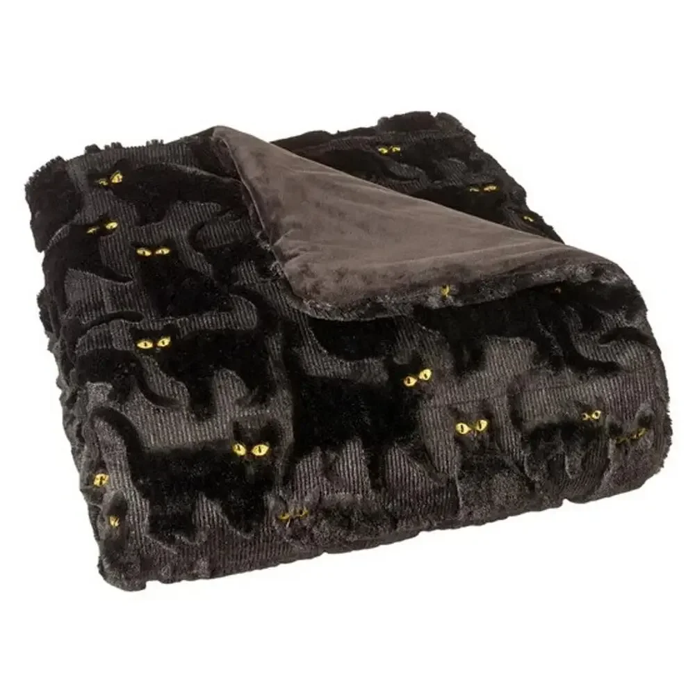 NWT Costco Halloween Faux Fur Throw Blanket Lot of 3 Ghost Cat Pumpkin